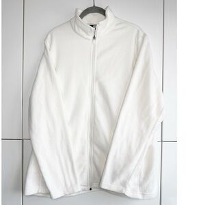 Lands’ End Fleece Zip Up Jacket Cream/Ivory Size XL Warm Cozy Pockets Granola